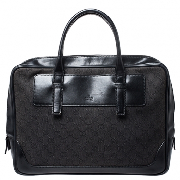 Pre Owned Gucci Black GG Canvas and Leather Briefcase