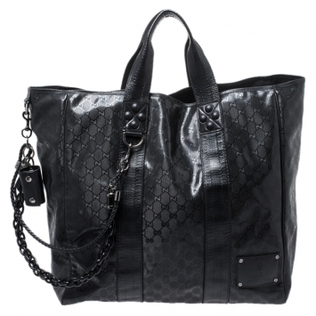 Pre Owned Gucci Black GG Imprime Canvas Oversized Tote