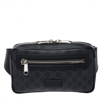 Pre Owned Gucci Black GG Supreme Canvas Belt Bag