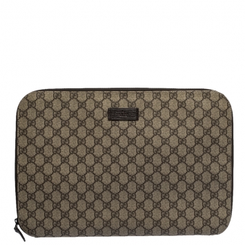 Pre Owned Gucci Beige/Brown GG Supreme Canvas Portfolio