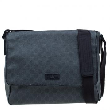 Pre Owned Gucci Black GG Coated Canvas Messenger Bag