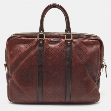 Gucci Brown Diamante Leather Briefcase
