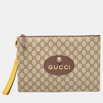 Pre Owned Gucci Beige GG Supreme Canvas Neo Vintage Pouch