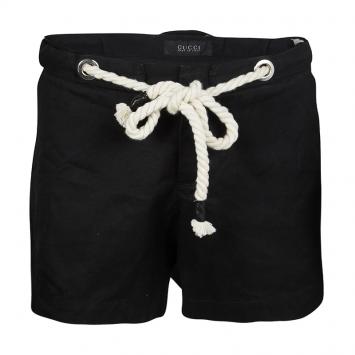Pre Owned Gucci Black Cotton Nautical Rope Tie Detail Shorts XXL
