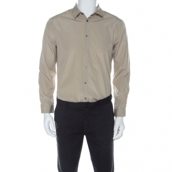 Pre Owned Gucci Beige Cotton Long Sleeve Button Down Cambridge Shirt L