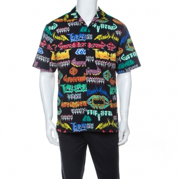 Pre Owned Gucci Multicolor Punk Graphic Print Cotton Short Sleeve Sport Shirt M