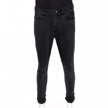 Pre Owned Gucci Dark Grey Denim Web Trim Hem Detail Slim Fit Jeans M