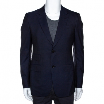 Pre Owned Gucci Midnight Blue Wool Double Button Tailored Blazer S