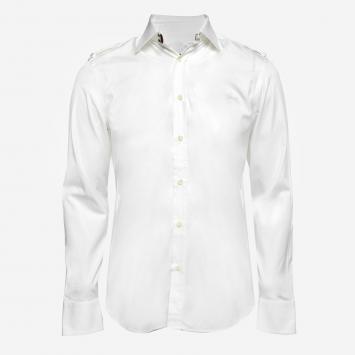 Pre Owned Gucci White Poplin Epaulette Detail Dress Shirt M