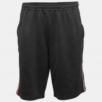 Gucci Black Jersey Stripe Detail Sweat Shorts XXL