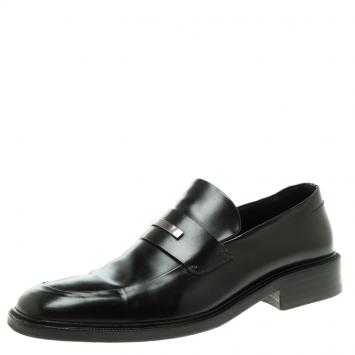 Pre Owned Gucci Black Leather Loafers Size 44