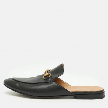 مملوكة مسبقًا Gucci Princetown Size 41.5 Black Leather Mules
