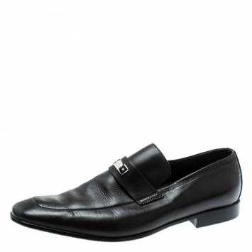 Pre Owned Gucci Dark Brown Leather Loafers Size 42.5