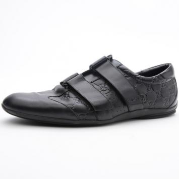 Pre Owned Gucci Black GG Double Velcro Sneakers Size 44