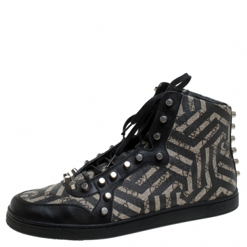 Pre Owned  Gucci Beige And Brown Monogram Canvas Caleido High Top Sneakers Size 43