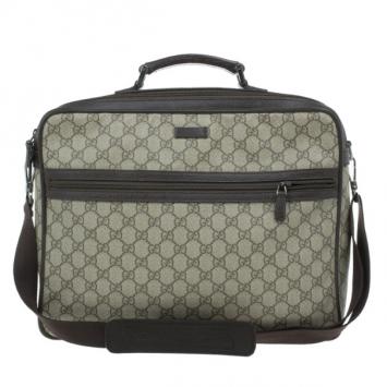 Pre Owned Gucci Brown GG Coated Canvas and Leather Medium Briefcase