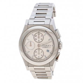 Gucci Silver Stainless Steel Chronograph 115.2 Men's Wristwatch 42 mm