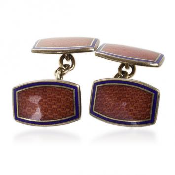 Pre Owned Harrods Murray Ward Silver Hand Enameled Cufflinks