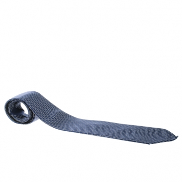 Pre Owned Hermes Navy Blue Angled H Print Silk Tie