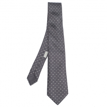 Pre Owned Hermes Grey H Tonneau Print Silk Tie