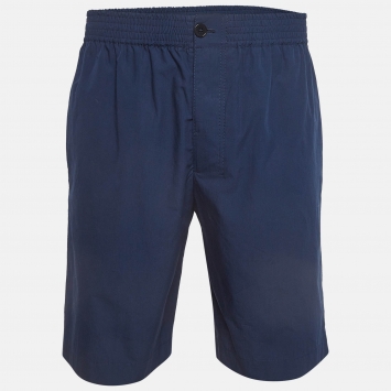 Pre Owned Hermes Navy Blue Poplin Bermuda Shorts M