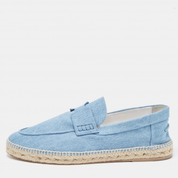 Pre Owned Hermes Blue Demin Trip Slip On Espadrilles Size 44 