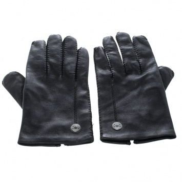 Pre Owned Hermes Black Leather Gloves 8 1/2