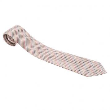 مملوكة مسبقًا Hermes Dull Pink Triangle Pattern Silk Jacquard Tie