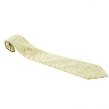 Pre Owned Hermes Lime Green Bear Print Silk Tie
