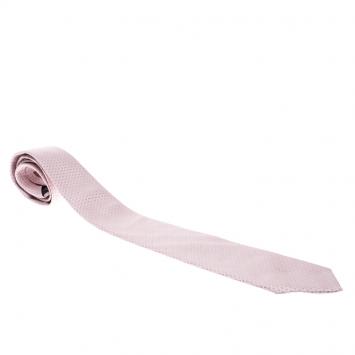 Pre Owned Hermes Pink Printed Silk Jacquard Tie
