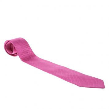 Pre Owned Hermes Pink H Pattern Silk Tie