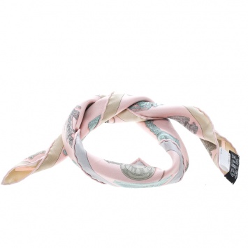 Pre Owned Hermes Rose Pink Merveilleuses Lanternes Printed Silk Pocket Square