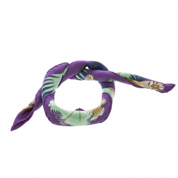 Pre Owned Hermes Multicolor Mythiques Phoenix Printed Silk Pocket Square