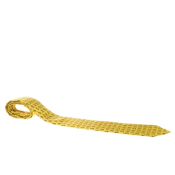 Pre Owned Hermes Yellow Skate Boy Printed Silk Tie 