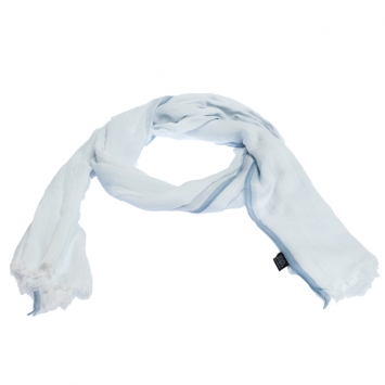 Pre Owned Hermes Pale Blue Herringbone Cotton Scarf