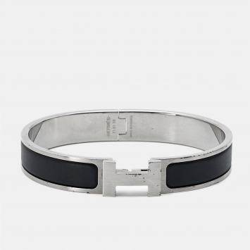 Pre Owned Hermes Clic HH Enamel Palladium Plated Bracelet