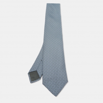Pre Owned Hermès Blue H Printed Silk Tie
