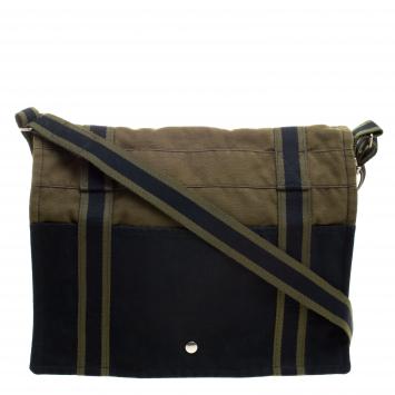 Pre Owned Hermes Black/Green Canvas Fourre Tout Besace Messenger Bag