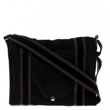 Pre Owned Hermes Black Canvas Fourre Tout Vassus Messenger Bag 