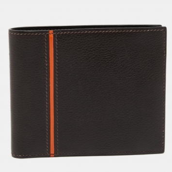 Pre Owned Hermès Chocolat/Orange Epsom Leather MC² Copernic Wallet