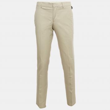 Pre Owned Hermes Cream Cotton Twill Formal Trousers M
