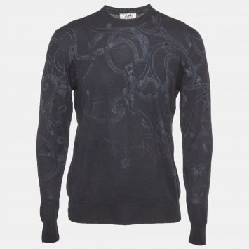 Pre Owned Hermes Navy Blue L'Instruction du Roy Patine Cashmere Knit Sweater M