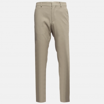 Pre Owned Hermes Beige Cotton Deperlant Decoupe Drill de Trousers L