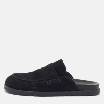 Pre Owned Hermès Go Mule Size 39.5 Black Suede Flat Mules