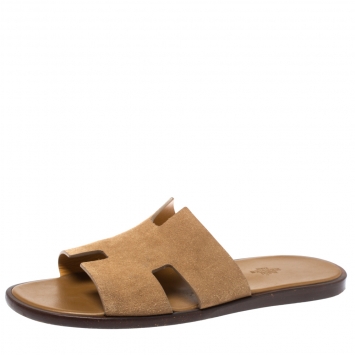 Hermes Beige Suede Izmir Sandals Size 43
