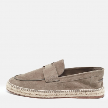 Pre Owned Hermes Olive Green Suede Trip Espadrille Flats Size 45