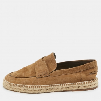 Pre Owned Hermes Olive Green Suede Trip Espadrille Flats Size 40