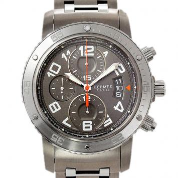Pre Owned Hermes Grey Stainless Steel and Titanium Clipper Diver Men's Wristwatch 44MM