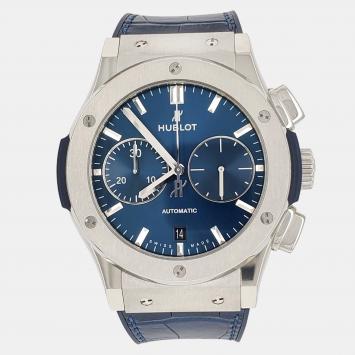 Pre Owned Hublot Classic Fusion 521.NX.7170.LR Automatic Blue Titanium Men's Wristwatch 45 mm