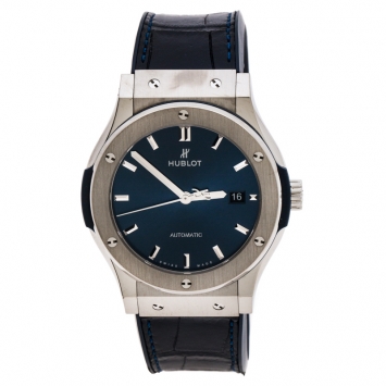 Pre Owned Hublot Blue Titanium Classic Fusion 542.NX.7170.LR Men's Wristwatch 41 mm